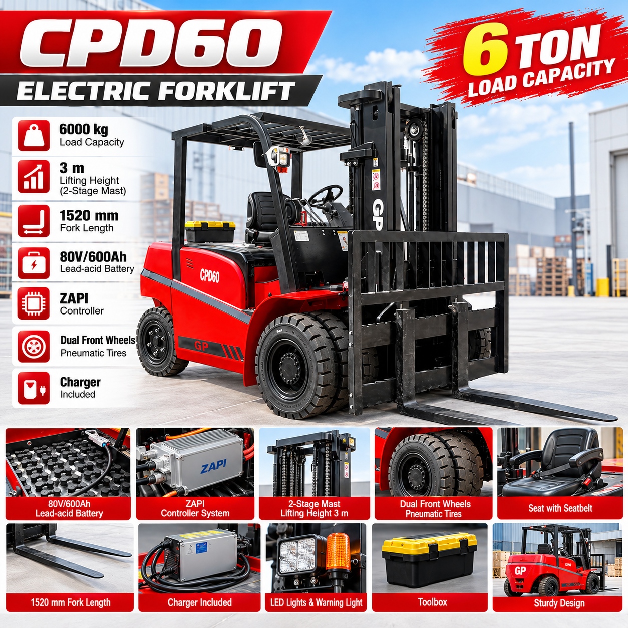 CPD60六吨电动叉车宣传海报
